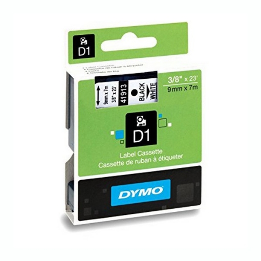 Picture of D1 High-Performance Polyester Removable Label Tape, 0.37" X 23 Ft, Black On White