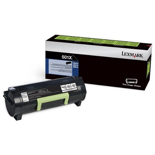 Picture of Lexmark 50F1X00 (Lexmark #501X) OEM Extra High Yield Black Toner Cartridge