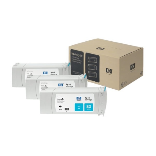 Picture of HP C5073A (HP 83) OEM UV Cyan Inkjet Cartridge (3-Ink Multipack)