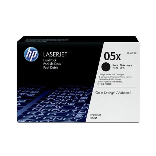 Picture of HP CE505XD (HP 05X) Black Toner Cartridges (6,500 x 2 Yield)