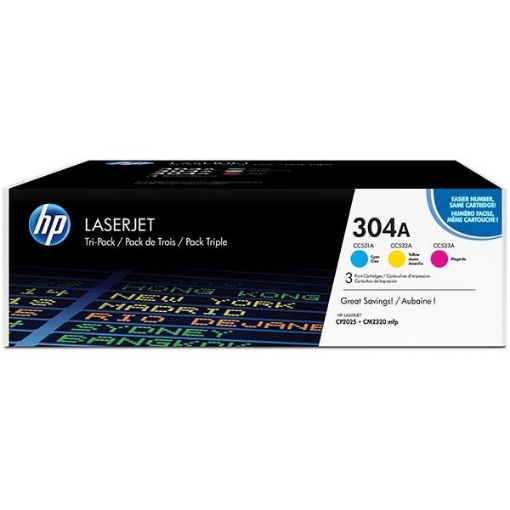 Picture of HP CF340A (HP 304A) OEM Cyan, Magenta, Yellow Toner Cartridge