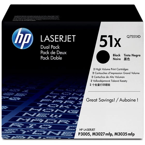 Picture of HP Q7551XD (HP 51X) High Yield Black Toner Cartridge (2 pack) (13000 Yield)