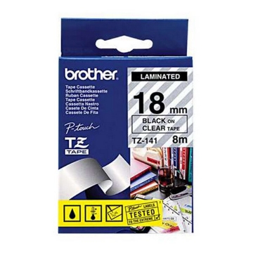 Picture of Tze Standard Adhesive Laminated Labeling Tape, 0.7" X 26.2 Ft, Black On Clear