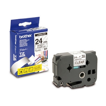 Picture of Tze Standard Adhesive Laminated Labeling Tape, 0.94" X 26.2 Ft, Black On Clear