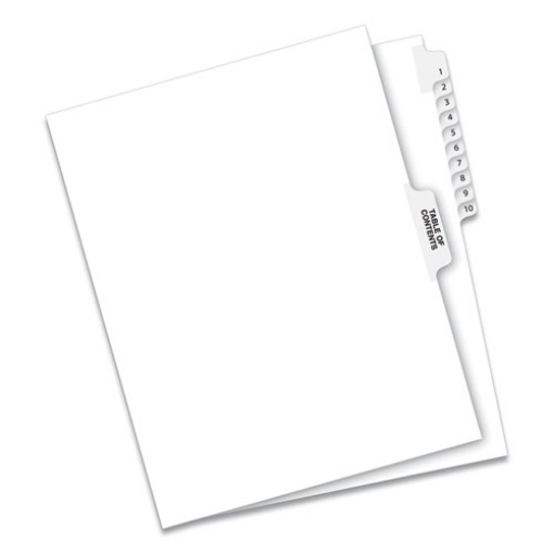 Picture of Preprinted Legal Exhibit Side Tab Index Dividers, Avery Style, 11-Tab, 1 To 10, 11 X 8.5, White, 1 Set