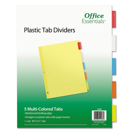 Picture of plastic insertable dividers, 5-tab, 11 x 8.5, assorted tabs, 1 set