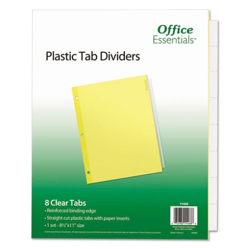 Picture of Plastic Insertable Dividers, 8-Tab, 11 x 8.5, Clear Tabs, 1 Set