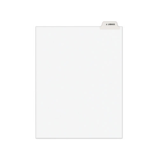 Picture of avery-style preprinted legal bottom tab divider, 26-tab, exhibit f, 11 x 8.5, white, 25/pk