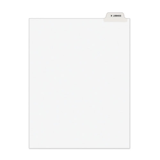 Picture of Avery-Style Preprinted Legal Bottom Tab Divider, 26-Tab, Exhibit K, 11 x 8.5, White, 25/PK