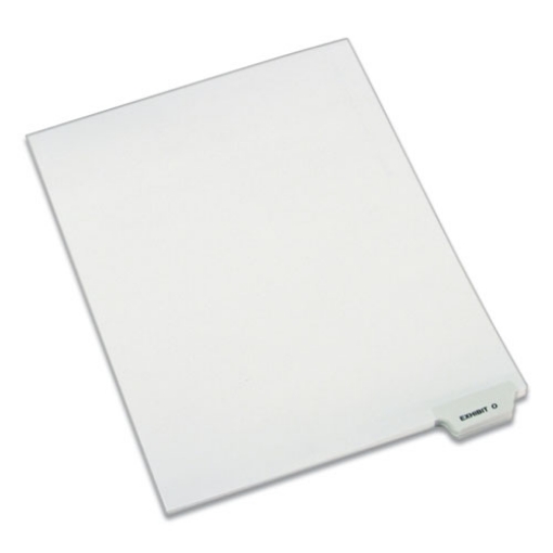 Picture of avery-style preprinted legal bottom tab dividers, 26-tab, exhibit o, 11 x 8.5, white, 25/pack