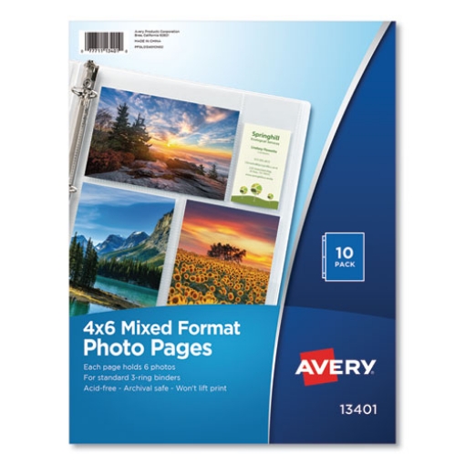 Picture of Photo Storage Pages For Six 4 X 6 Mixed Format Photos, 3-Hole Punched, 10/pack