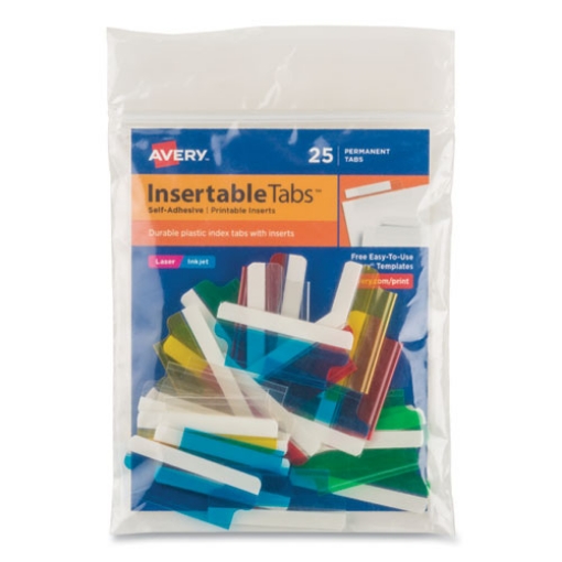 Picture of Insertable Index Tabs with Printable Inserts, 1/5-Cut, Assorted Colors, 1.5" Wide, 25/Pack