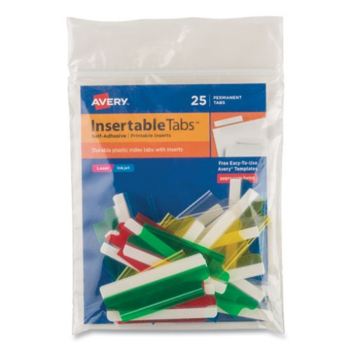 Picture of Insertable Index Tabs with Printable Inserts, 1/5-Cut, Assorted Colors, 2" Wide, 25/Pack