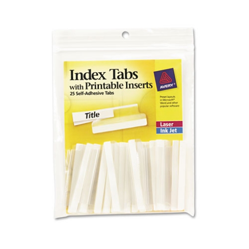Picture of Insertable Index Tabs with Printable Inserts, 1/5-Cut, Clear, 2" Wide, 25/Pack