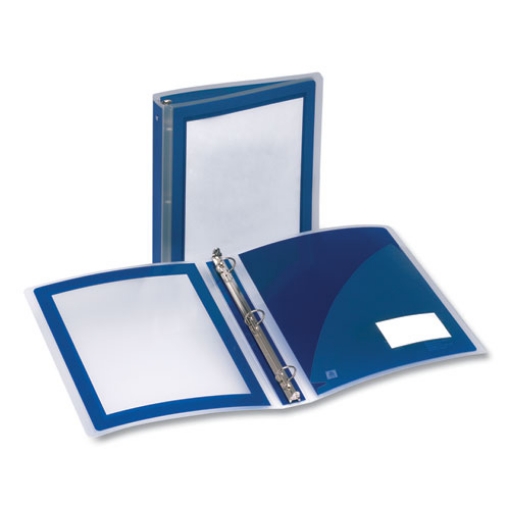 Picture of Flexi-View Binder With Round Rings, 3 Rings, 1.5" Capacity, 11 X 8.5, Navy Blue