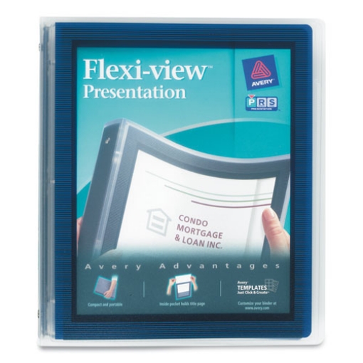 Picture of Flexi-View Binder With Round Rings, 3 Rings, 1" Capacity, 11 X 8.5, Navy Blue