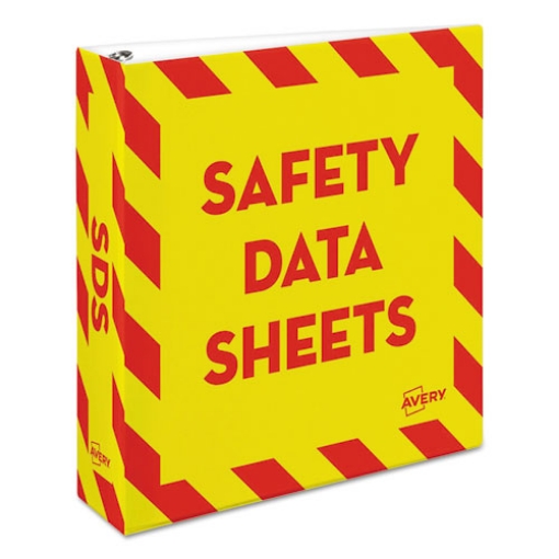 Picture of Heavy-Duty Preprinted Safety Data Sheet Binder, 3 Rings, 2" Capacity, 11 X 8.5, Yellow/red