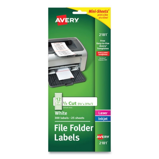 Picture of Mini-Sheets Permanent File Folder Labels, 0.66 X 3.44, White, 12/sheet, 25 Sheets/pack