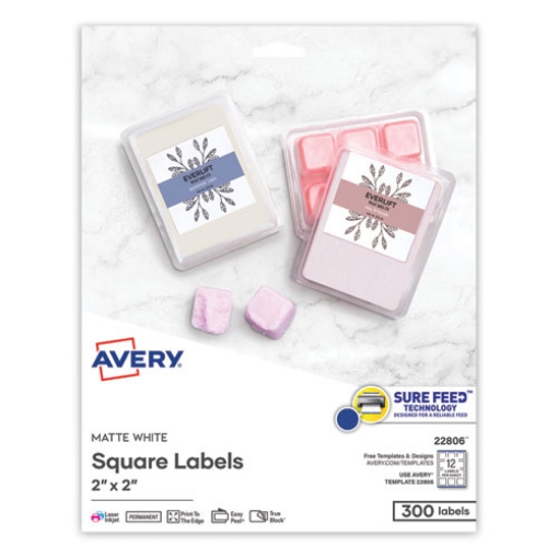 Picture of Square Labels With Sure Feed And Trueblock, 2 X 2, White, 300/pack