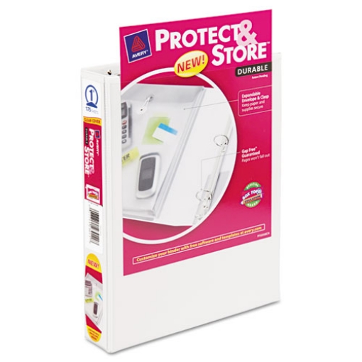 Picture of Mini Size Protect And Store View Binder With Round Rings, 3 Rings, 1" Capacity, 8.5 X 5.5, White