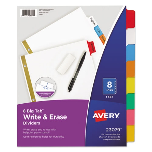 Picture of Write and Erase Big Tab Paper Dividers, 8-Tab, 11 x 8.5, White, Assorted Tabs,1 Set