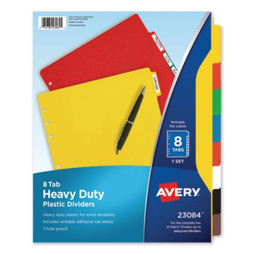 Picture of Heavy-Duty Plastic Dividers With Multicolor Tabs And White Labels , 8-Tab, 11 X 8.5, Assorted, 1 Set