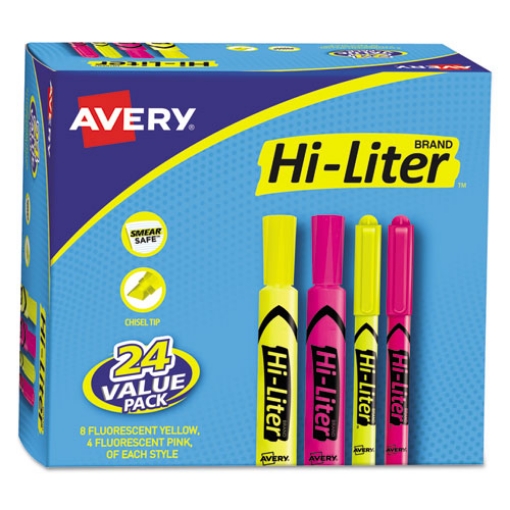 Picture of Hi-Liter Highlighter Value Pack, Desk/pen Style Combo, Assorted Ink Colors, Chisel/bullet Tips, Assorted Barrel Colors, 24/pk