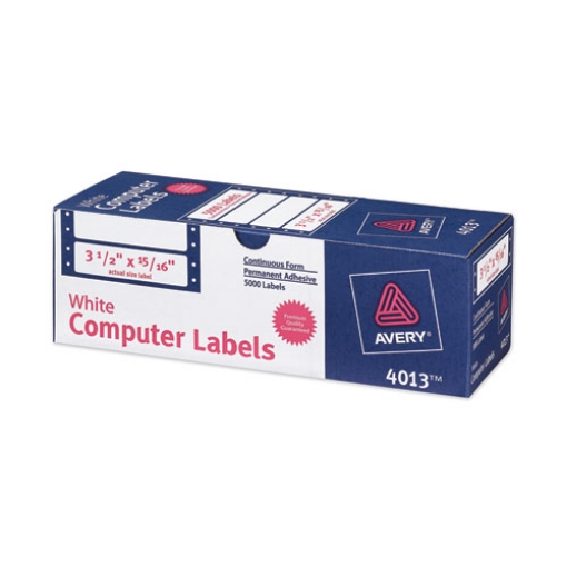 Picture of Dot Matrix Printer Mailing Labels, Pin-Fed Printers, 0.94 X 3.5, White, 5,000/box