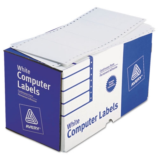 Picture of Dot Matrix Printer Mailing Labels, Pin-Fed Printers, 2.94 X 5, White, 3,000/box