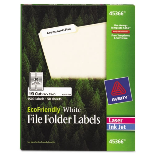 Picture of Ecofriendly Permanent File Folder Labels, 0.66 X 3.44, White, 30/sheet, 50 Sheets/pack