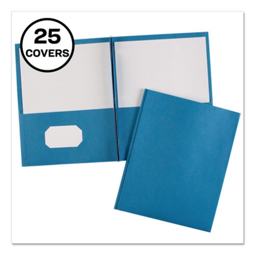 Picture of Two-Pocket Folder, Prong Fastener, 0.5" Capacity, 11 X 8.5, Light Blue, 25/box