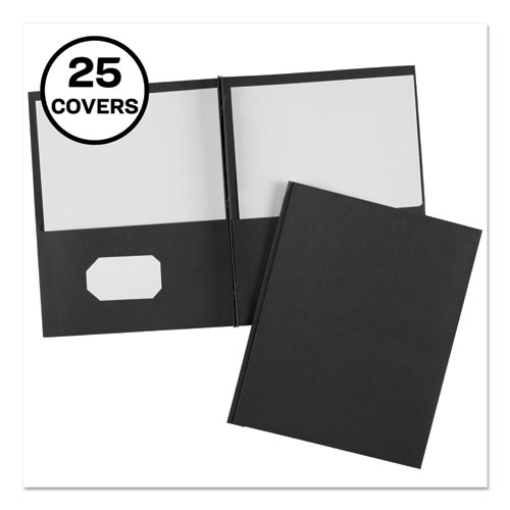 Picture of Two-Pocket Folder, Prong Fastener, 0.5" Capacity, 11 X 8.5, Black, 25/box