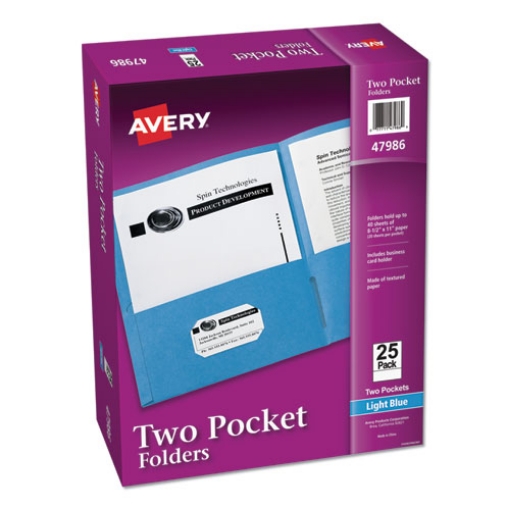 Picture of Two-Pocket Folder, 40-Sheet Capacity, 11 X 8.5, Light Blue, 25/box