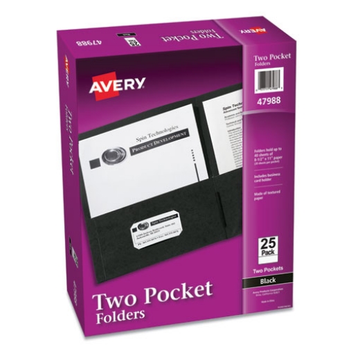 Picture of Two-Pocket Folder, 40-Sheet Capacity, 11 X 8.5, Black, 25/box