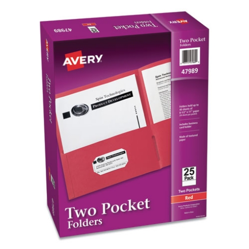 Picture of Two-Pocket Folder, 40-Sheet Capacity, 11 X 8.5, Red, 25/box