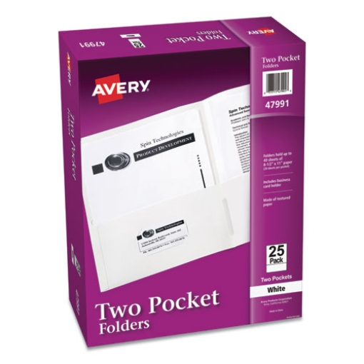 Picture of Two-Pocket Folder, 40-Sheet Capacity, 11 X 8.5, White, 25/box