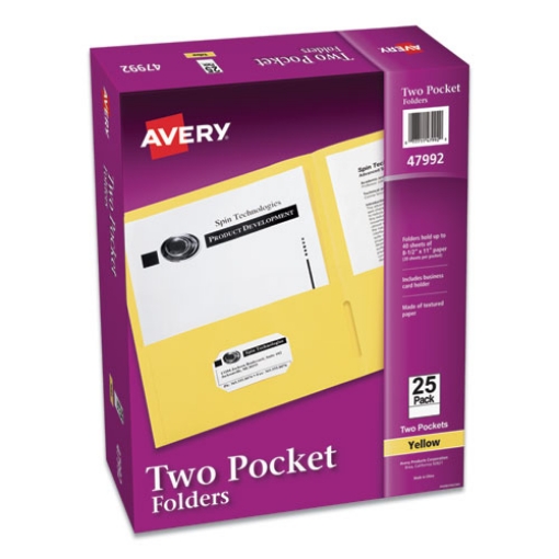 Picture of Two-Pocket Folder, 40-Sheet Capacity, 11 X 8.5, Yellow, 25/box