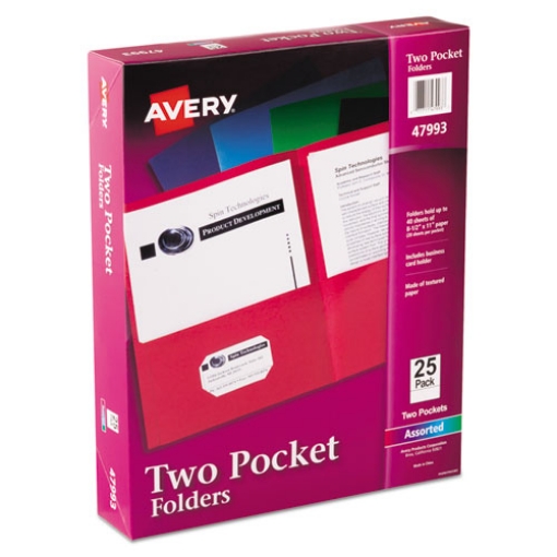 Picture of Two-Pocket Folder, 40-Sheet Capacity, 11 X 8.5, Assorted Colors, 25/box