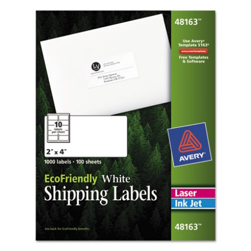 Picture of Ecofriendly Mailing Labels, Inkjet/laser Printers, 2 X 4, White, 10/sheet, 100 Sheets/pack