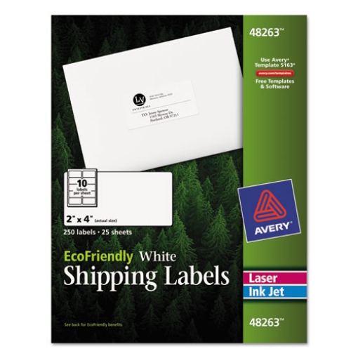 Picture of Ecofriendly Mailing Labels, Inkjet/laser Printers, 2 X 4, White, 10/sheet, 25 Sheets/pack