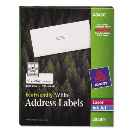 Picture of Ecofriendly Mailing Labels, Inkjet/laser Printers, 1 X 2.63, White, 30/sheet, 100 Sheets/pack