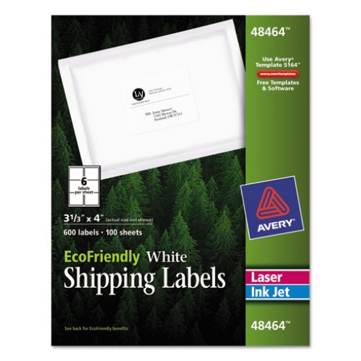 Picture of Ecofriendly Mailing Labels, Inkjet/laser Printers, 3.33 X 4, White, 6/sheet, 100 Sheets/pack