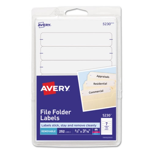 Picture of Removable File Folder Labels With Sure Feed Technology, 0.66 X 3.44, White, 7/sheet, 36 Sheets/pack