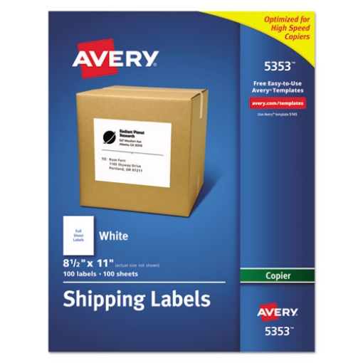 Picture of Copier Mailing Labels, Copiers, 8.5 X 11, White, 100/box