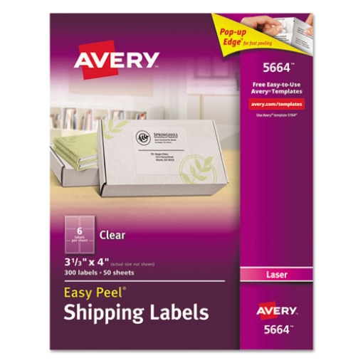 Picture of Matte Clear Easy Peel Mailing Labels W/ Sure Feed Technology, Laser Printers, 3.33 X 4, Clear, 6/sheet, 50 Sheets/box