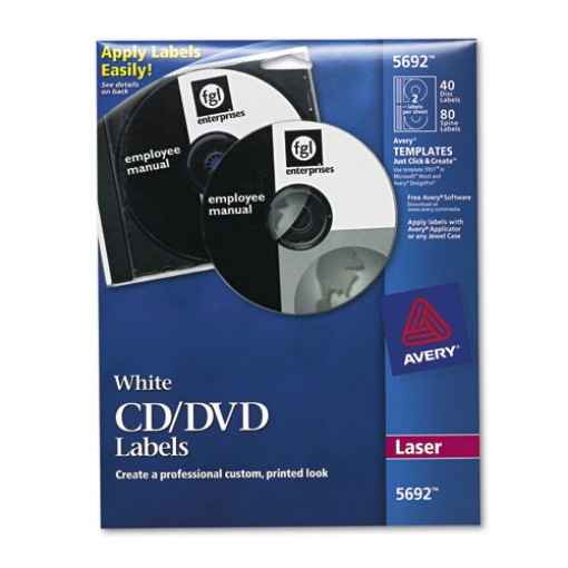 Picture of Laser Cd Labels, Matte White, 40/pack