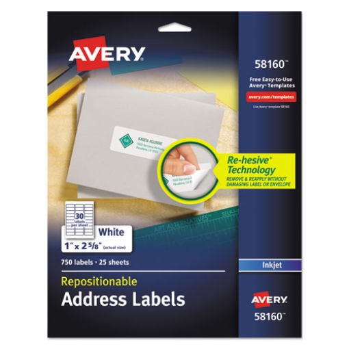 Picture of Repositionable Address Labels w/SureFeed, Inkjet/Laser, 1 x 2.63, White, 750/BX