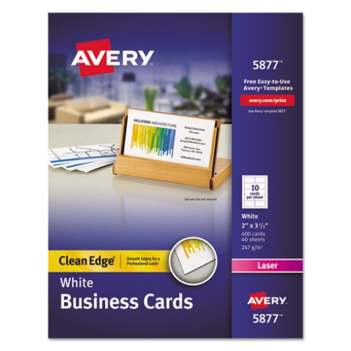 Picture of Clean Edge Business Cards, Laser, 2 X 3.5, White, 400 Cards, 10 Cards/sheet, 40 Sheets/box