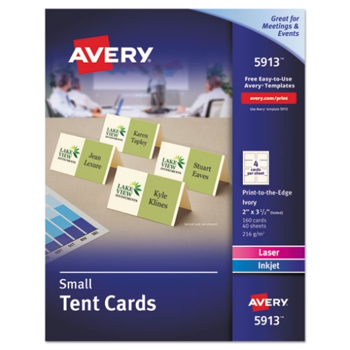 Picture of Small Tent Card, Ivory, 2 X 3.5, 4 Cards/sheet, 40 Sheets/pack