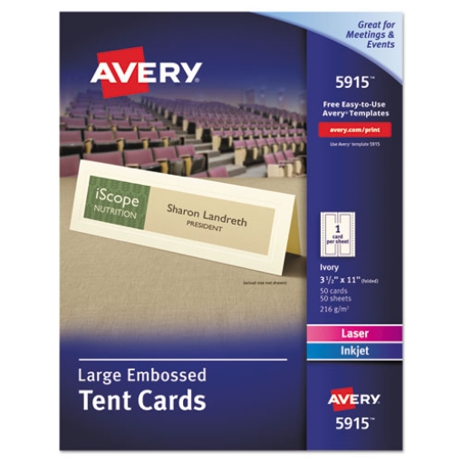 Picture of Large Embossed Tent Card, Ivory, 3.5 X 11, 1 Card/sheet, 50 Sheets/pack